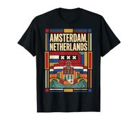 Amsterdam Pays-Bas Drapeau Canal Maisons Voyage T-Shirt