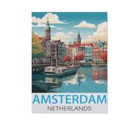 Amsterdam, Pays-Bas，Puzzle 1000 Pièces pour Adultes Se Détendre Assembler Jeu Jouets en Papier Cadeau pour Aîné（38x26cm）-L92