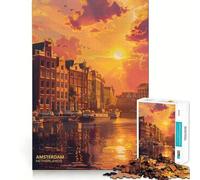 Amsterdam,Pays-Bas Puzzle de 1000 pièces Memory Train Surface Lisse et sans bavures Un défi divertissant pour Vos Moments de détente (38x26cm)