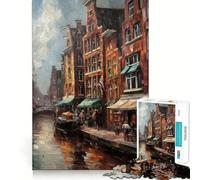 Amsterdam,Pays-Bas Puzzle de 1000 pièces pour Adolescents,Jeu de Train cognitif,sans Espace,Ajustement Parfait,Compact et Amusant pour Les Moments de Jeu en Famille (38x52cm)