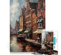 Amsterdam,Pays-Bas Puzzle de 1000 pièces pour Adultes,Jeu de Concentration mentale,découpe Laser de qualité supérieure,activité familiale Amusante en soirée (50x75cm)