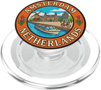 Amsterdam Pays-Bas Souvenir de Voyage Rond Cadeau Touristique PopSockets PopGrip pour MagSafe