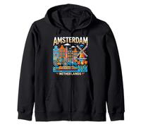 Amsterdam Pays-Bas Voyage Souvenir Ville Cadeau Sweat à Capuche