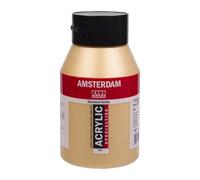 Amsterdam Pot de peinture acrylique Standard Series 1000 ml - Or clair 802 Semi-opaque Grande résistance à la lumière Viscosité moyenne Finition satinée Durable 100% résine acrylique