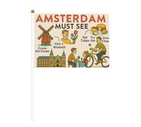 Amsterdam See Travel Gui Lot de 6 et 10 drapeaux à agiter à la main, drapeau à main sur bâton, pour défilés, fête, bar, anniversaire