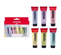 Amsterdam Set de Peinture Acrylique Pastel Série Standard, 6 x 20 ml, Fini Satiné, À Base d'Eau, Sans Odeur, Emballage Durable et Écologique