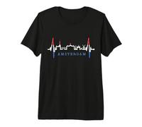 Amsterdam Skyline Pays-Bas Battement de Cœur Hollande T-Shirt Haut de Gamme