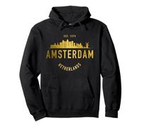 Amsterdam Skyline Pays-Bas Vintage Hollande Hollandaise Souvenir Sweat à Capuche