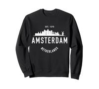 Amsterdam Skyline Pays-Bas Vintage Hollande Hollandaise Souvenir Sweatshirt