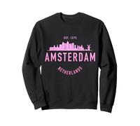 Amsterdam Skyline Pays-Bas Vintage Hollande Hollandaise Souvenir Sweatshirt