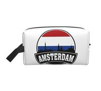 Amsterdam Skyline Trousse de toilette avec imprimé néerlandais, grande capacité, pochette de rangement pour banque d'alimentation et câbles, blanc, One Size