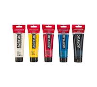 Amsterdam Standard Primary Set - Peinture - peinture acrylique - blanc titane, jaune primaire, noir oxyde, cyan primaire, magenta primaire - 120 ml (pack de 5) G