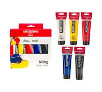 Royal Talens Amsterdam – Peinture acrylique Standard – 4 x 120 ml – Bleu, Jaune, Vert, Rouge