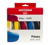 Amsterdam Standard Series Peinture Acrylique | Set de Mélange (5 x 120 ml) | Couleurs Primaires + Noir & Blanc