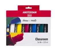 Amsterdam Standard Series Peinture Acrylique | Set de Théorie des Couleurs (6 x 120 ml) | Couleurs Primaires + Vert, Noir & Blanc