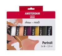 Amsterdam Standard Series Peinture Acrylique | Set Portrait (6 x 120 ml) | Couleurs de Mélange pour Différents Tons de Peau