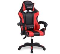 Amstrad AMS-800-RED Fauteuil/Chaise de Bureau Gamer Coloris Noir & Rouge - Coussin Lombaire