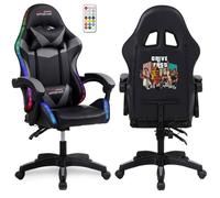 Amstrad AMS-900-LED-DRIVE - Fauteuil gaming noir et gris - Serigraphie ""DRIVE"" - Eclairage LED 366 effets - Télécommande