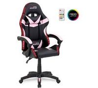 Amstrad AMS-900-LED-PINK Fauteuil/Chaise de Bureau Gamer Noir Rose - Eclairage LED 366 Effets - Télécommande