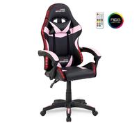 Amstrad AMS-900-LED-PINK Fauteuil / Chaise de bureau Gamer noir rose - Eclairage LED 366 effets - Télécommande