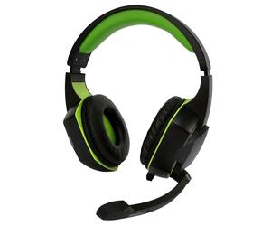Amstrad Casque Pro Gamer Basic AMS H555 Vert avec Rétroéclairage LED - 40mm Power Bass avec Micro intégré, réglage Volume