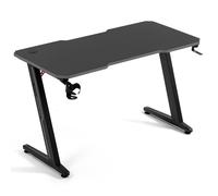 Amstrad DESK120Z-GREY Bureau informatique ou gamer avec finition gris - Largeur 1m20 - Style carbone - Porte casque & gobelet Gris