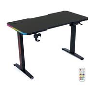 Amstrad DESK120Z-LED-FLEX Bureau Electrique Gamer avec retroéclairage RGB - Assis Debout - Largeur 1m20 - Finition Carbone