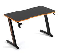 Amstrad DESK120Z-ORANGE Bureau Informatique ou Gamer Finition Orange - Largeur 1m20 - Style Carbone - Porte Casque & gobelet