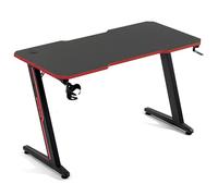 Amstrad DESK120Z-RED Bureau Informatique ou Gamer avec Finition Rouge - Largeur 1m20 - Style Carbone - Porte Casque & gobelet