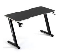 Amstrad DESK120Z-WHITE Bureau Informatique ou Gamer avec Finition Blanc - Largeur 1m20 - Style Carbone - Porte Casque & gobelet