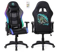 Fauteuil gaming Amstrad ELITE-LED-SOCCER - Noir et gris - Eclairage LED 576 effets - Télécommande - Accoudoir 2D
