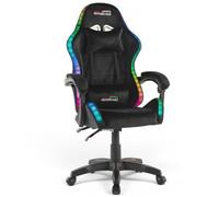 AMSTRAD LED-SHADOW Chaise Gamer Noire Tissu Alcantara Eclairage LED 366 Modes Télécommande