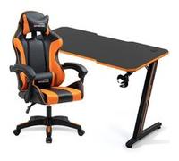 Amstrad Pack Bureau DESK120Z-ORANGE & Fauteuil AMS-800-ORANGE - Finition Orange - Largeur 1m20 - Style Carbone