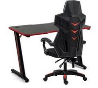 Amstrad Pack Bureau DESK120Z-RED & Fauteuil AMS-209 Type Mesh - Bureau finition rouge - Largeur 1m20 - Style carbone - Neuf