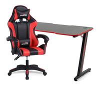 Amstrad Pack Bureau DESK120Z-RED & Fauteuil AMS-800-RED - Finition Rouge - Largeur 1m20 - Style Carbone