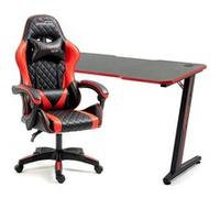 Amstrad Pack Bureau DESK120Z-RED & Fauteuil ULTIMATE-RED - Finition orange - Largeur 1m20 - Style carbone Rouge G