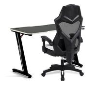 Amstrad Pack Bureau DESK120Z-WHITE & Fauteuil AMS-309-WH - Finition Blanc - Largeur 1m20 - Style Carbone