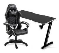 Pack Bureau DESK120Z-WHITE & Fauteuil ULTIMATE-BK-ICE - Finition blanche - Largeur 1m20 - Style carbone