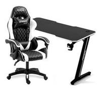 Amstrad Pack Bureau DESK120Z-WHITE & Fauteuil ULTIMATE-WHITE - Finition blanche - Largeur 1m20 - Style carbone - Neuf