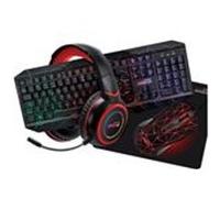 Pack Pro Gamer AMSTRAD Hunters 5 pièces: Clavier, Souris & Tapis, Casque & Adaptateur. Retro-éclairage RVB. AZERTY & USB