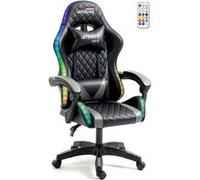 Amstrad Fauteuil Gamer ULTIMATE-BK-LED - Éclairage LED 366 effets, télécommande - noir & grise