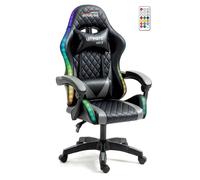 Amstrad ULTIMATE-BK-LED Fauteuil / Chaise de bureau Gamer coloris noir & grise - Eclairage LED 366 effets - Télécommande