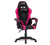 Amstrad Ultimate-Fushia Fauteuil/Chaise de Bureau Gamer Coloris Noir & Fushia - Coussin Lombaire & appuie tête