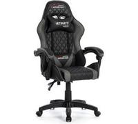 Amstrad ULTIMATE-GREY Fauteuil / Chaise de bureau Gamer coloris noir & gris - coussin lombaire & appuie tête Gris G