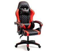 Amstrad Ultimate-Red Fauteuil/Chaise de Bureau Gamer Coloris Rouge & Noire - Coussin Lombaire & appuie tête