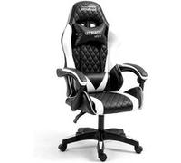 Amstrad Ultimate-White Fauteuil/Chaise de Bureau Gamer Coloris Blanche & Rouge - Coussin Lombaire & appuie tête