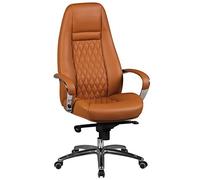 AMSTYLE Chaise de Bureau Austin véritable Chaise de Bureau en Cuir Chaise Caramel 120KG exécutif Dossier Haut avec appuie - tête X-XL