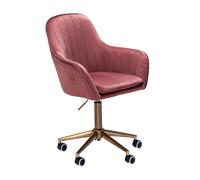 AMSTYLE Chaise de Bureau Velours Rose à roulettes, Chaise Pivotante 120 kg | chaise coque compact réglable en hauteur, chaise de travail rembourrée dossier