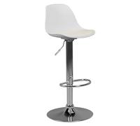AMSTYLE Corse | Tabouret avec Similicuir Blanc | Tabouret réglable en Hauteur | Design Tabouret de Bar avec Dossier