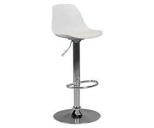 AMSTYLE Corse | Tabouret avec Similicuir Blanc | Tabouret réglable en Hauteur | Design Tabouret de Bar avec Dossier